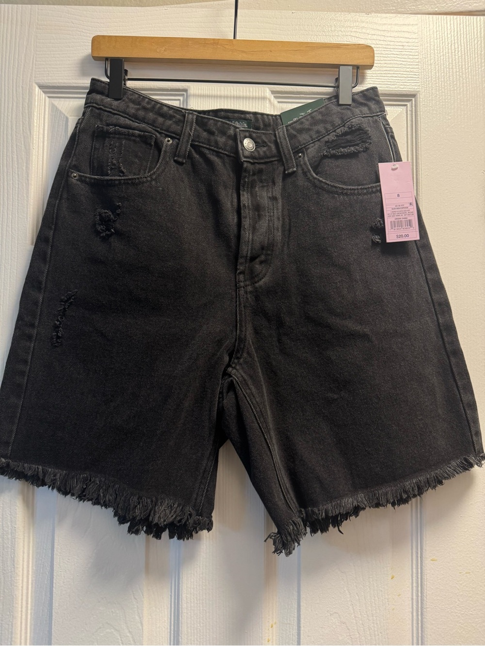 wild fable Black Distressed High-Rise Denim Bermudas